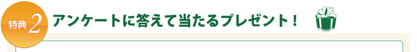 特典|アンケートに答えてもらえるプレゼント!